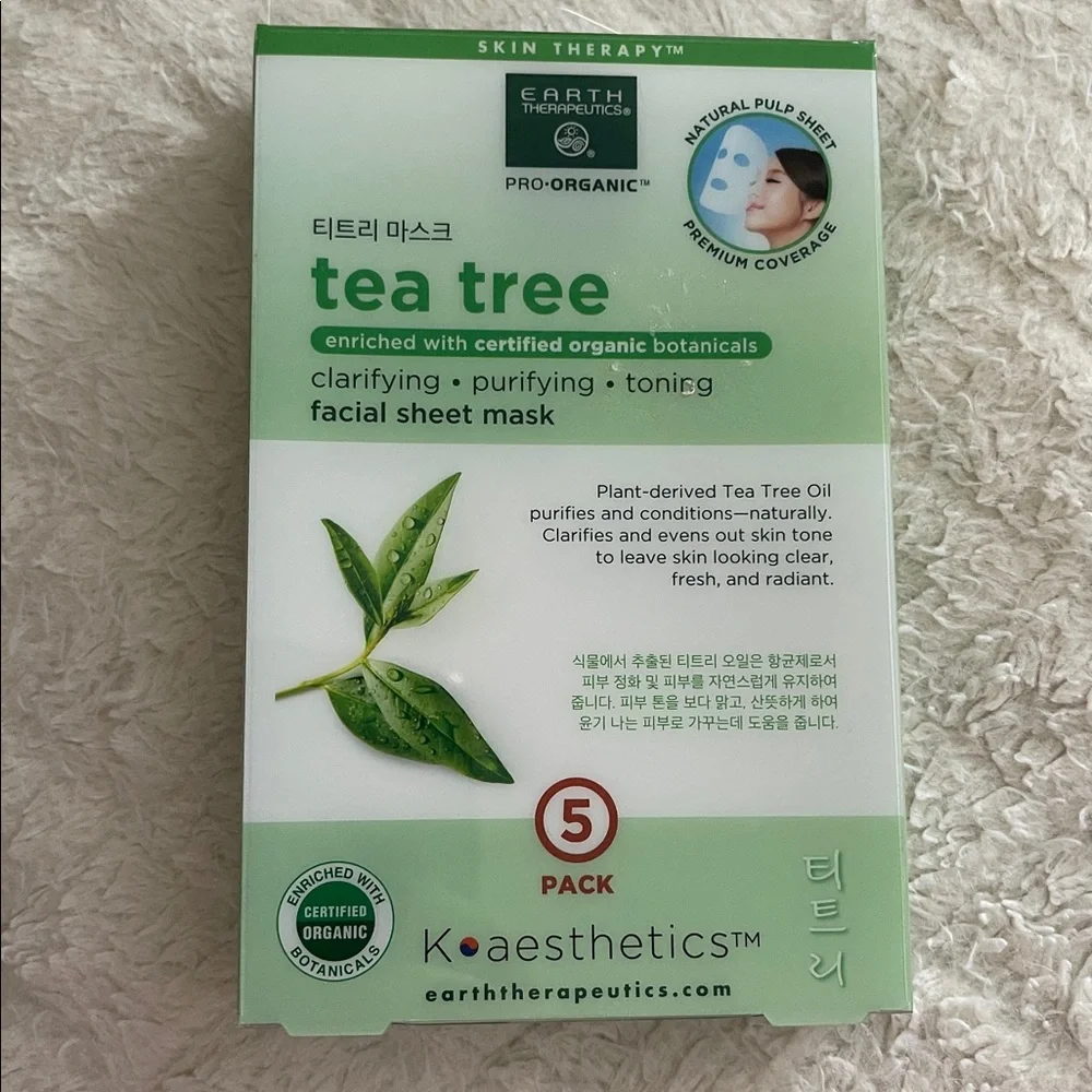 4 pack 20 pieces Earth Therapeutics Facial Sheet Skin Masks From Korea